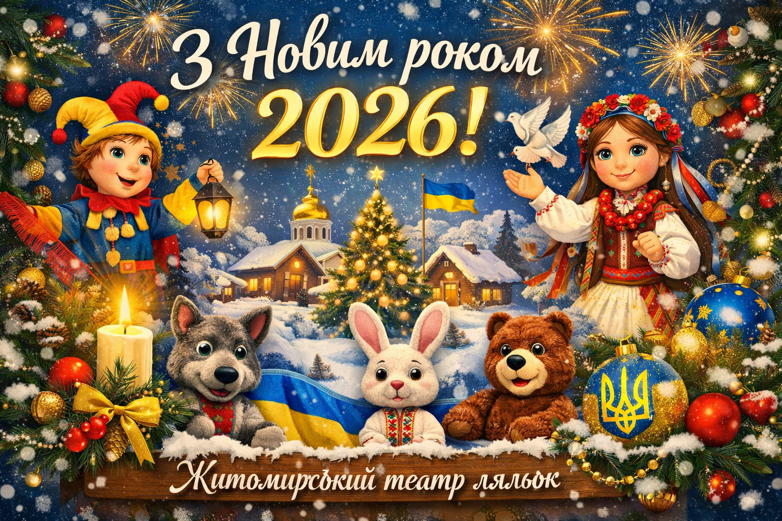 Колектив Житомирського академічного обласного театру ляльок щиро вітає вас із Новим 2026 роком.